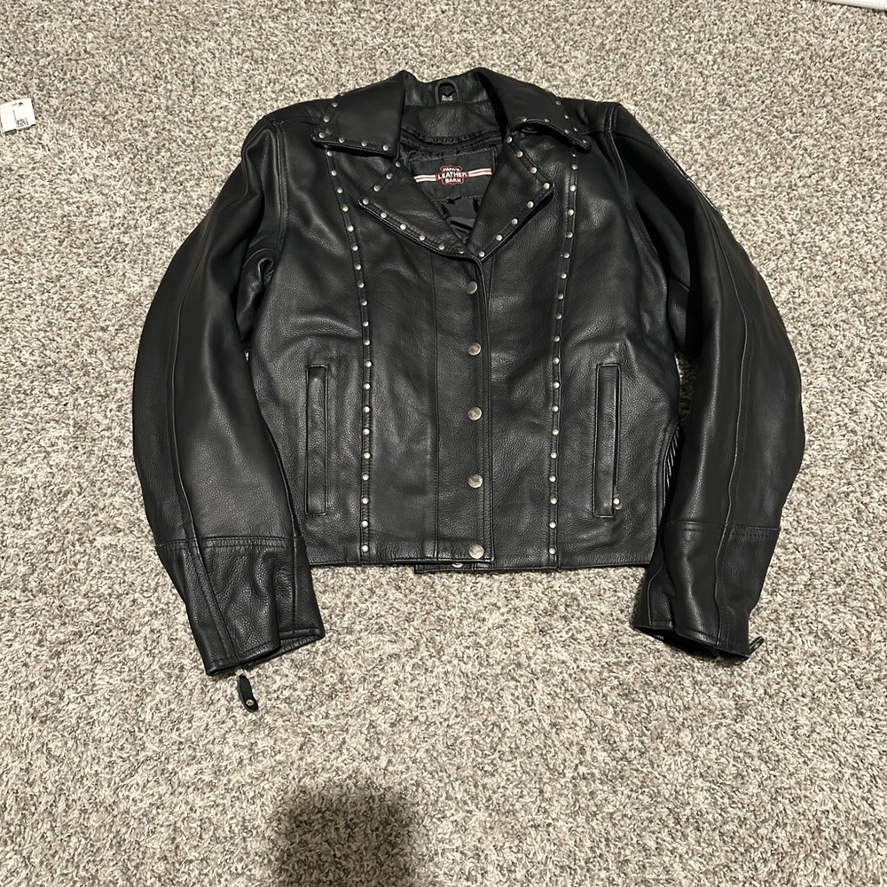 Ladies Leather Jacket with silver accents